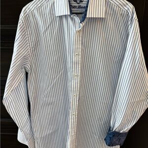 English Laundry White and Blue Pinstripe Dress Shirt